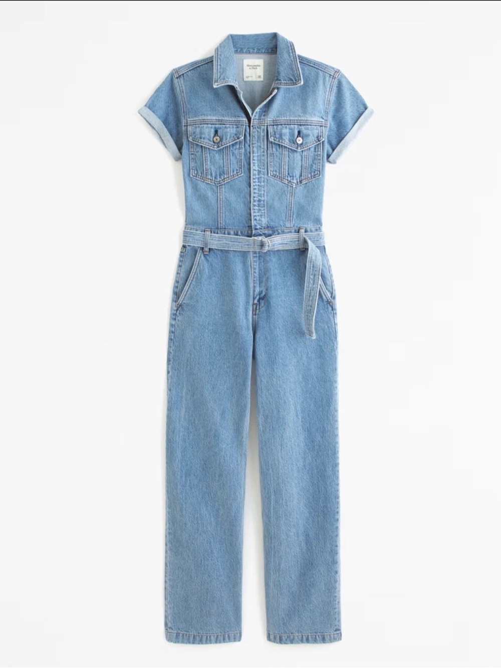 Abercrombie & Fitch Light Blue Denim Short-Sleeve Jumpsuit Size XL BNWOT